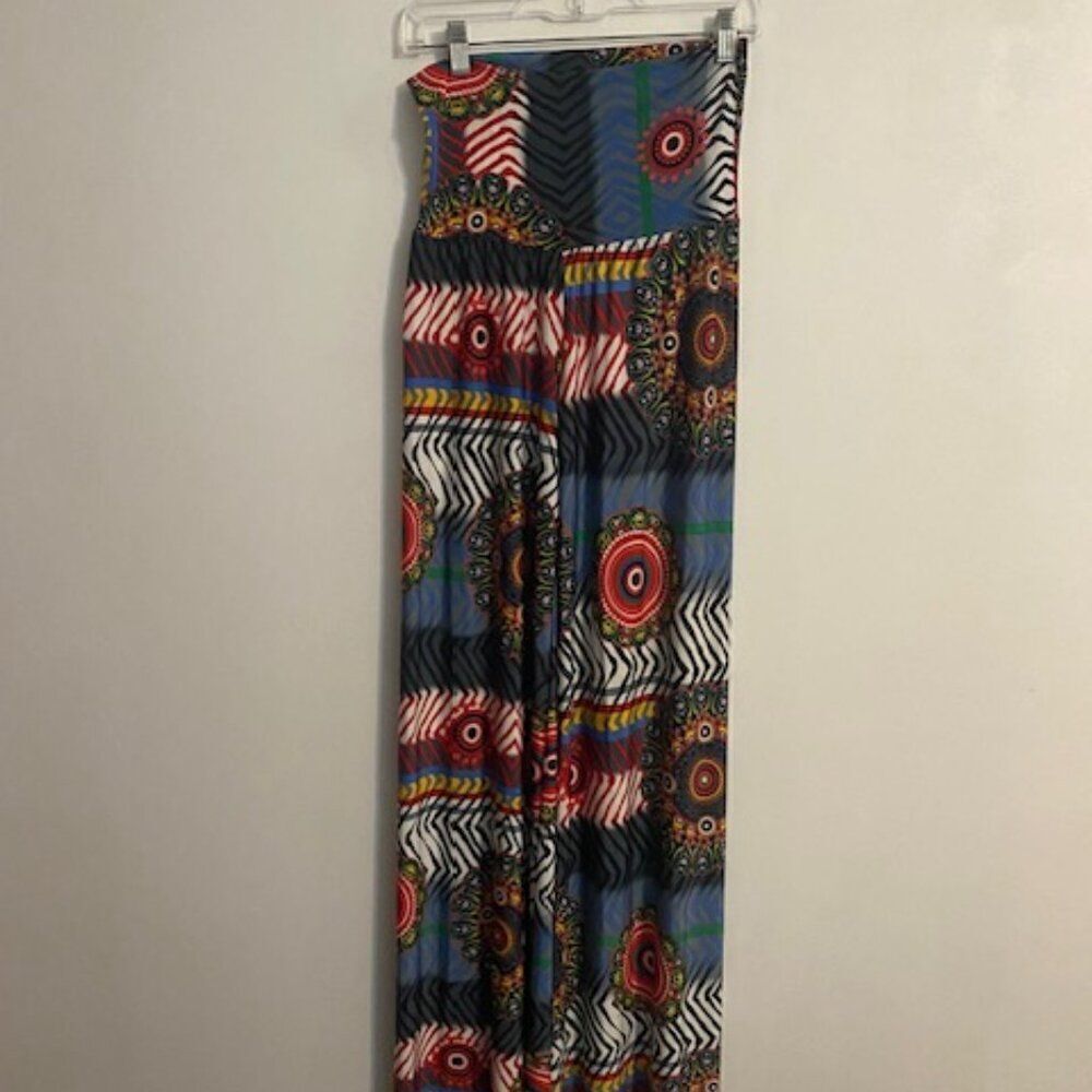 J Uptown Multi-color wide leg fold over waist Palazzo pants, size M